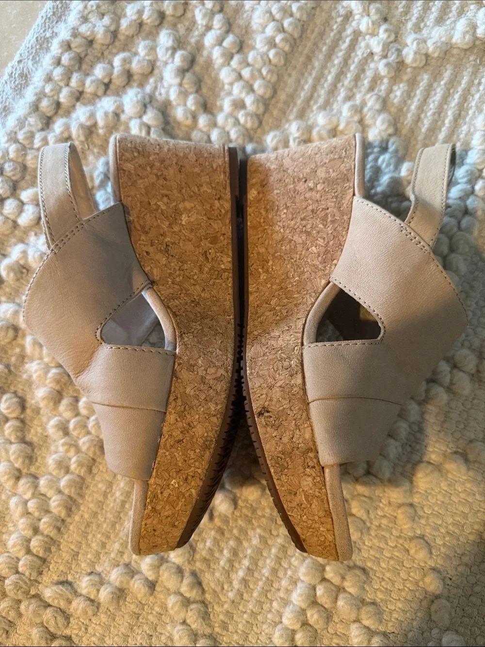 Clark’s collection annadel Beige Cork Wedge Sandals comfort cushion Open Toe 8.5